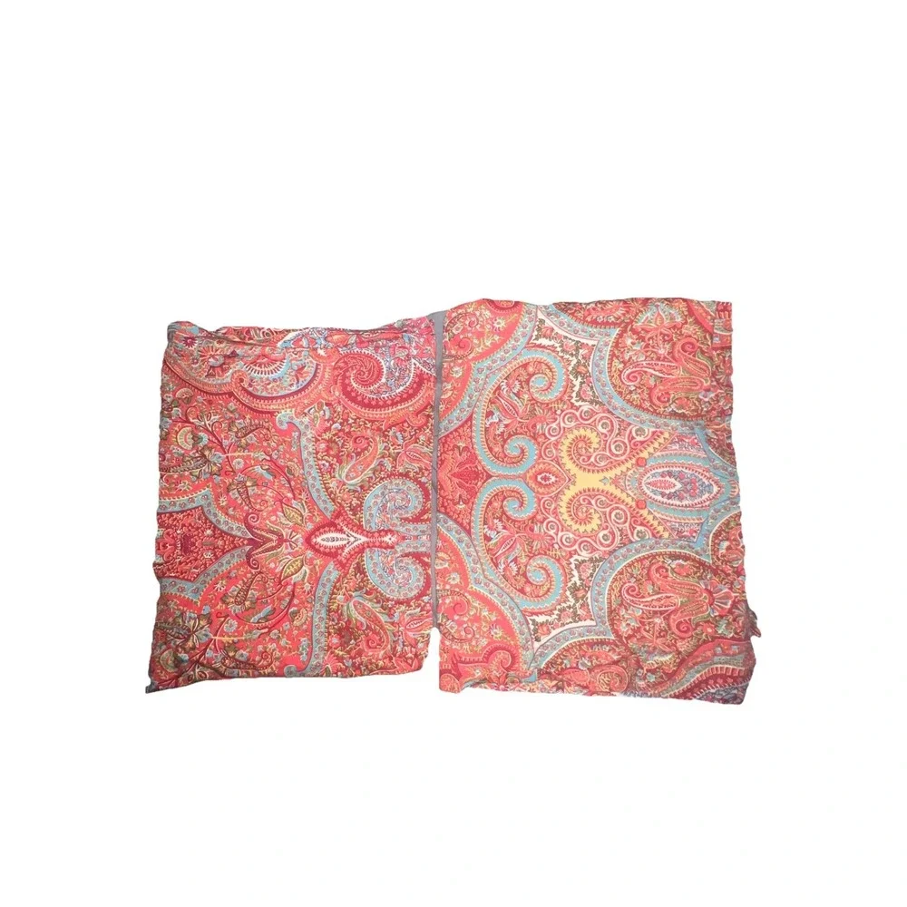 Ralph Lauren Paisley Accent Pillows in Coral and Aqua
